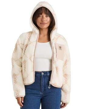 Roark Ursa Women's Beige Cream Hoodie Full Zip Fleece Sweater Jacket Size M